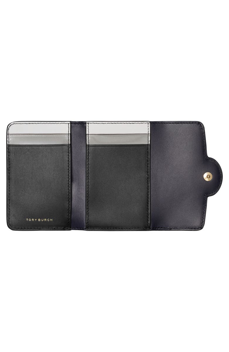 Tory Burch Robinson Small Pebbled Leather Wallet, Alternate, color, Black