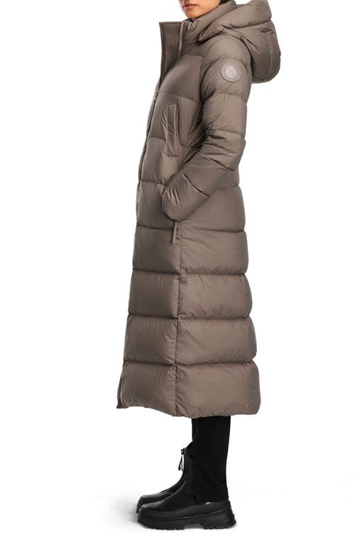 Canada Goose Mystique Tonal Label 750 Fill Power Down Long Puffer Coat In Brown