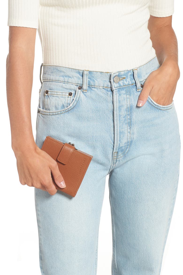 'Le Foulonne' Pebbled Leather Wallet, Alternate, color, CARAMEL
