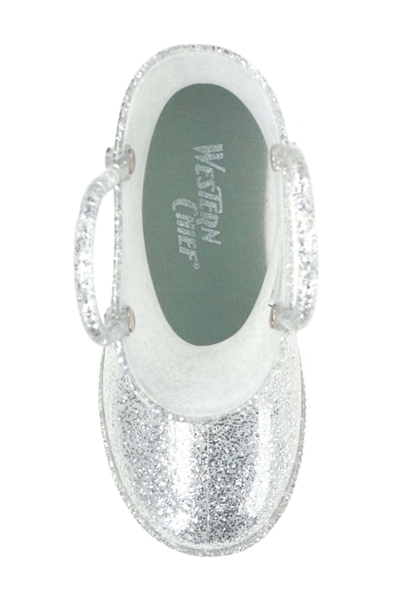 Western Chief Glitter Waterproof Rain Boot, Alternate, color, Silver