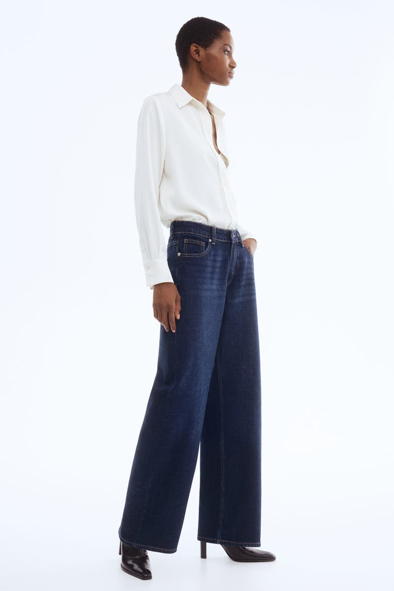 Wide Regular Jeans, Main, color, Dark denim blue