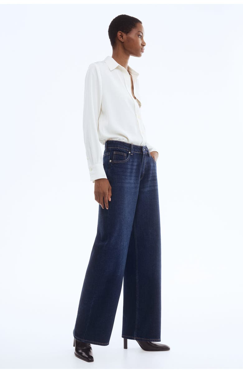 H&M Wide Regular Jeans, Main, color, Dark Denim Blue
