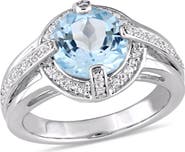 Julianna B. Blue & White Topaz Halo Ring