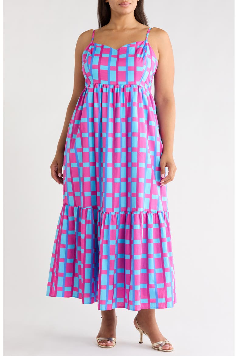 Devania Brush Cabana Flowy Maxi Dress, Main, color, FUCHSIA-BLUE-MULTI