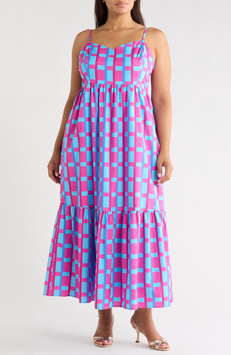 SUGARLIPS Devania Brush Cabana Flowy Maxi Dress, Main, color, Fuchsia-Blue-Multi