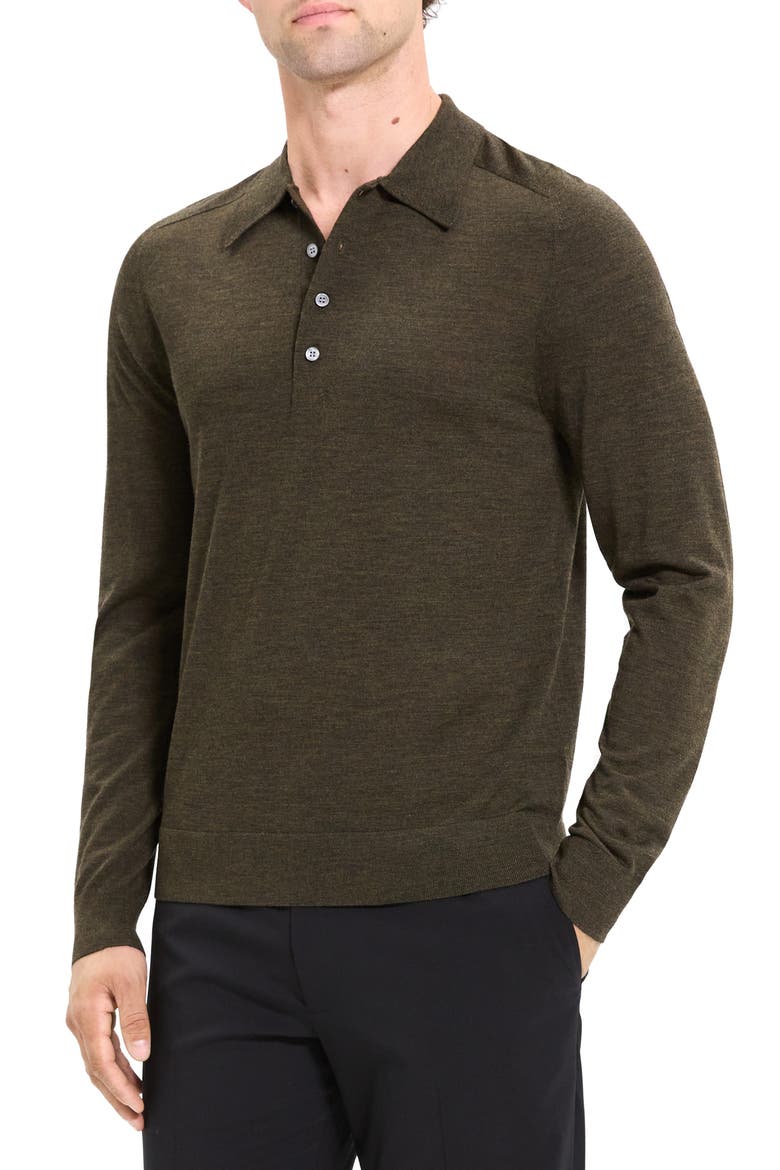 Regal Long Sleeve Wool Blend Polo, Alternate, color, HUNTER GREEN
