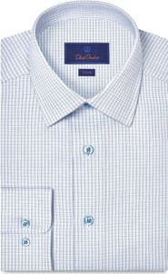 David Donahue Trim Fit Check Cotton Dobby Dress Shirt