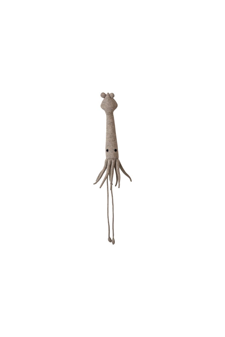 Handmade Wool Felt Squid Wall Hanging, Grey and Black, Main, color, Grey