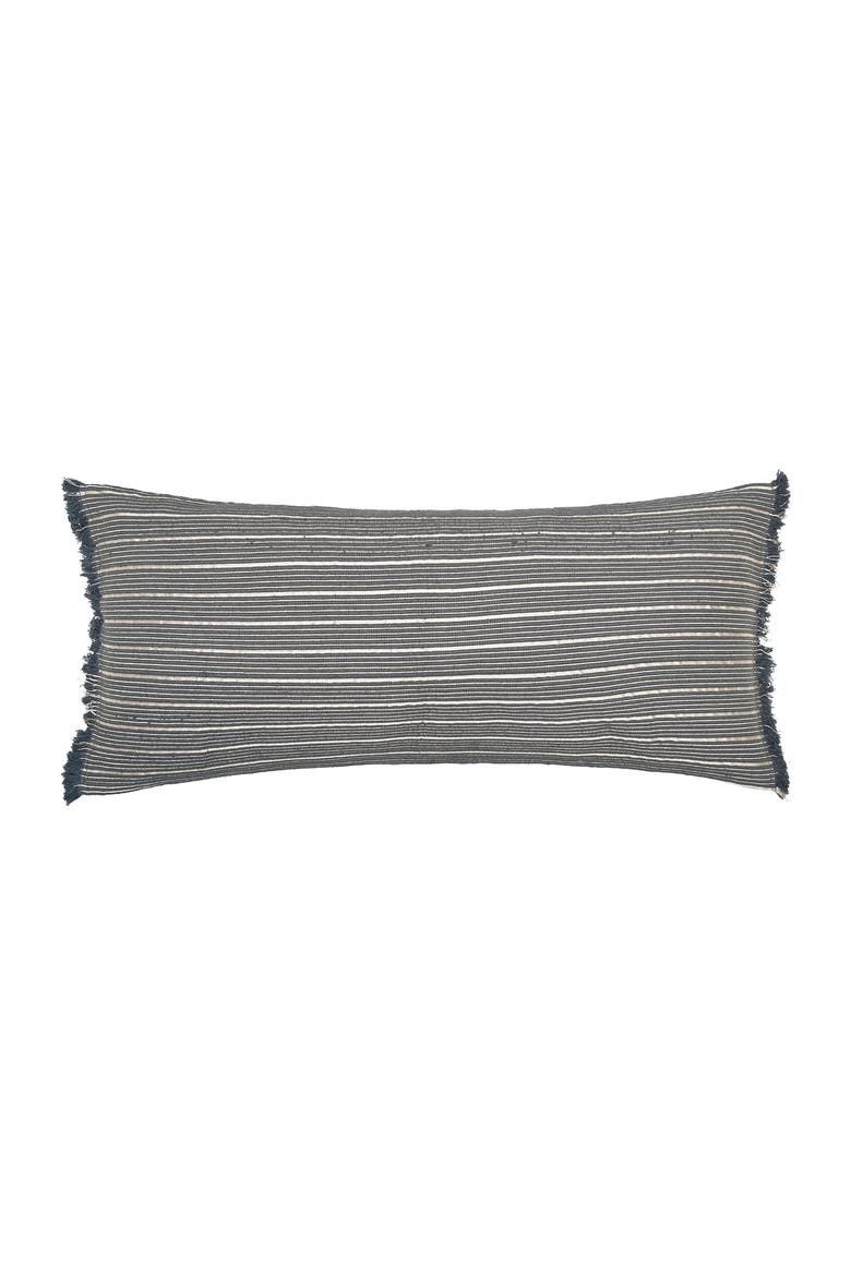 Idora Hand-Woven Cotton Decorative Throw Pillow With Fringe Edges, Main, color, Grey