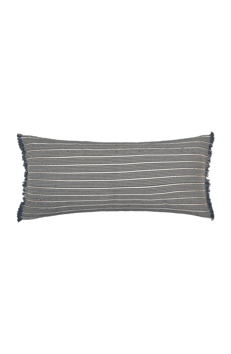 ELISABETH YORK Idora Hand-Woven Cotton Decorative Throw Pillow With Fringe Edges, Main, color, Grey