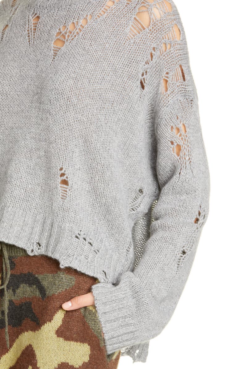 R13 Shredded Side Slit Wool Sweater, Alternate, color,