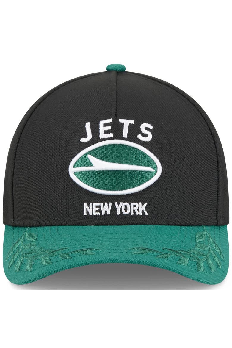 Men's New Era Black/Green New York Jets 2025 NFL Draft 9FORTY A-Frame M-Crown Adjustable Hat, Alternate, color, Black