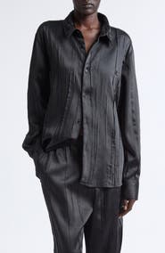 Courrèges Oversize Crinkled Satin Button-Up Shirt