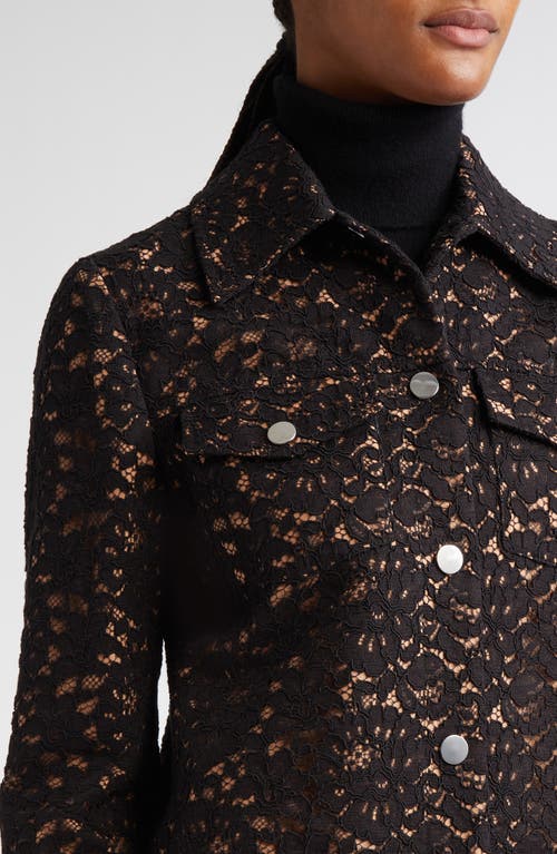 Michael Kors Lace Jean Jacket In Black