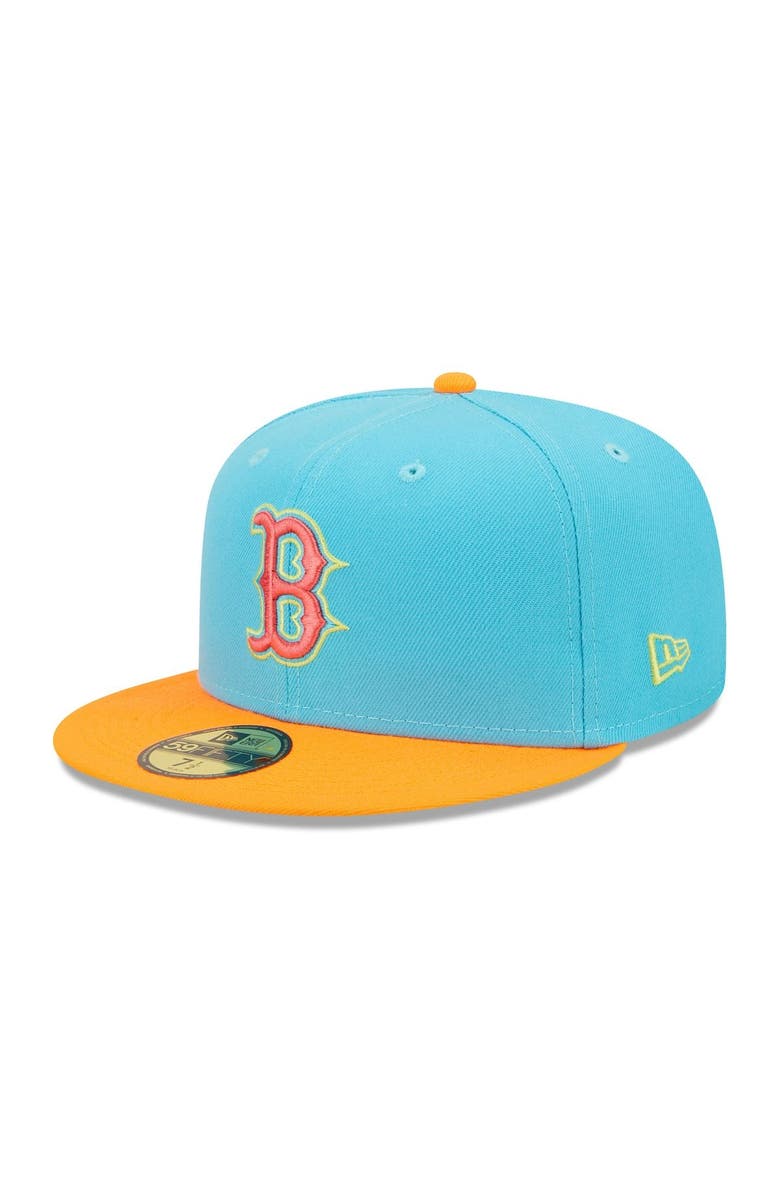New Era Men's New Era Blue/Orange Boston Red Sox Vice Highlighter 59FIFTY Fitted Hat, Alternate, color,