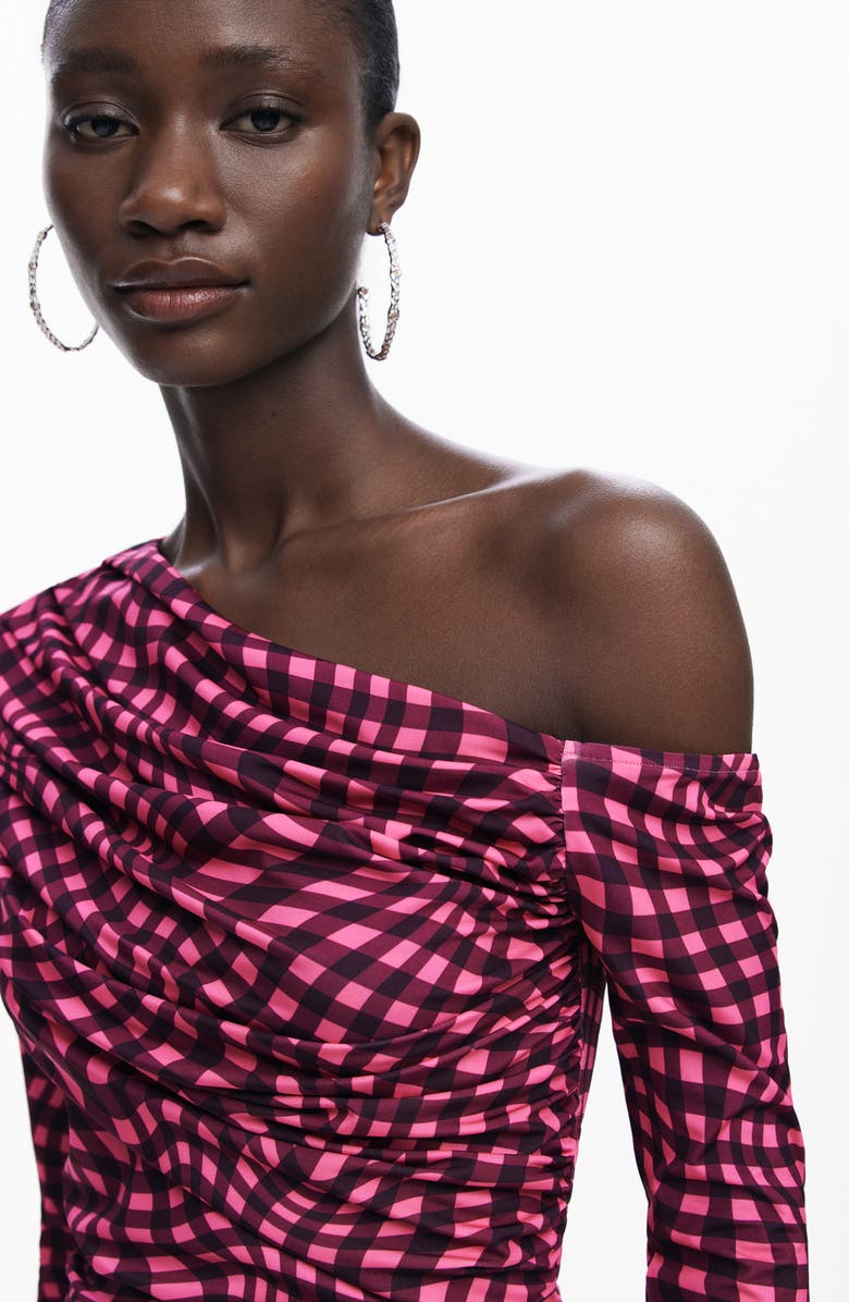 Desigual Ruched One-Shoulder Top, Alternate, color, Red