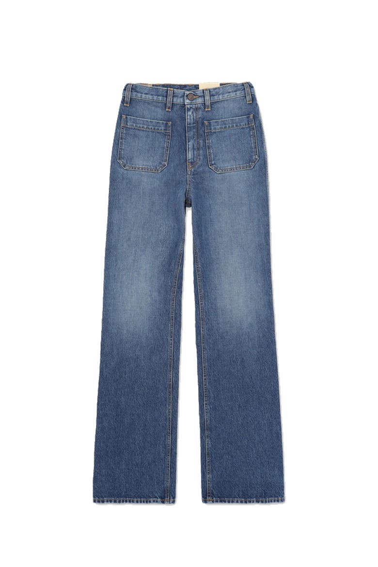 Jane Bootcut Stone Wash Denim Trousers, Main, color, BLUE