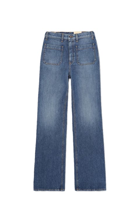 Jane Bootcut Stone Wash Denim Trousers