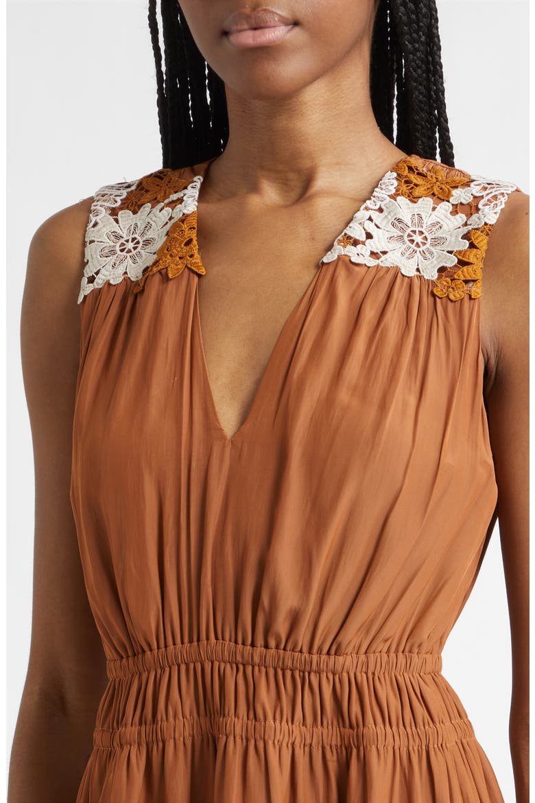 Mackenzie Floral Embroidery Detail Minidress, Alternate, color, COFFEE