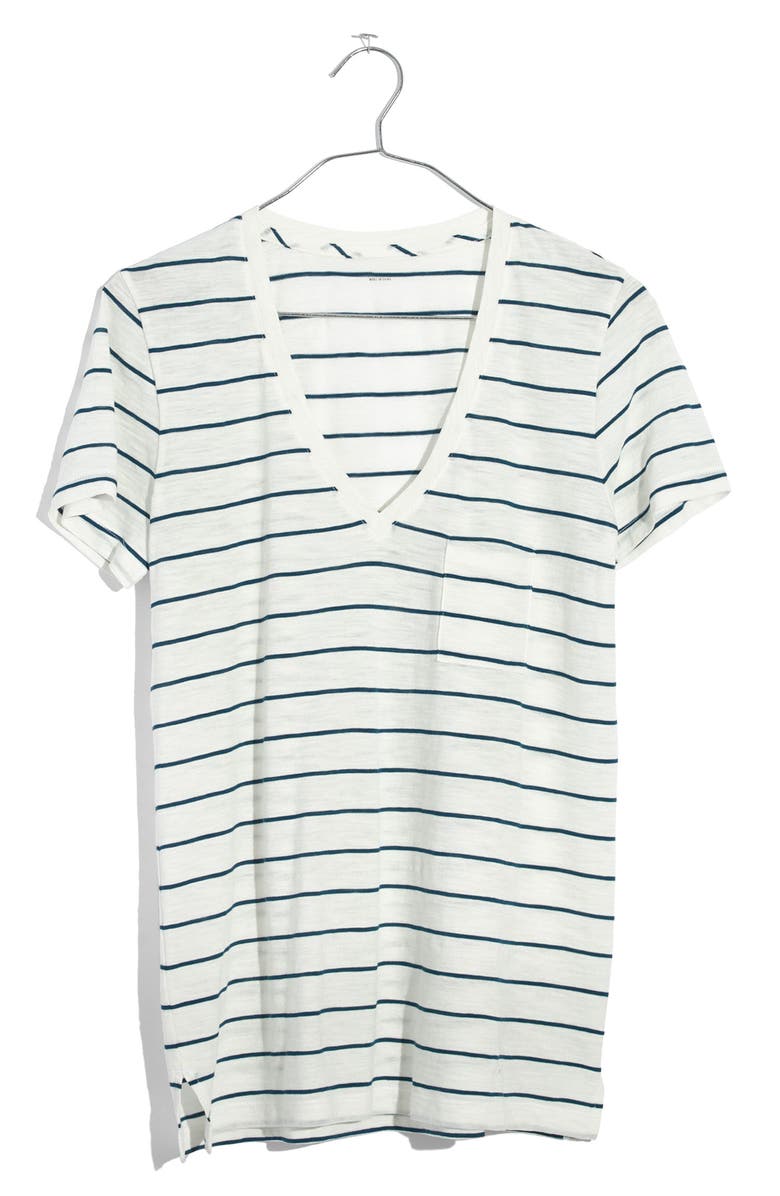 Madewell Whisper Cotton Stripe V-Neck Pocket Tee, Alternate, color, 