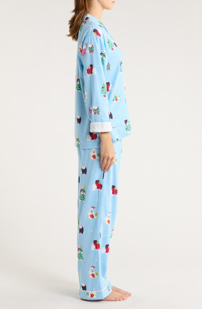 PJ Salvage Print Flannel Pajamas, Alternate, color, Ice Blue