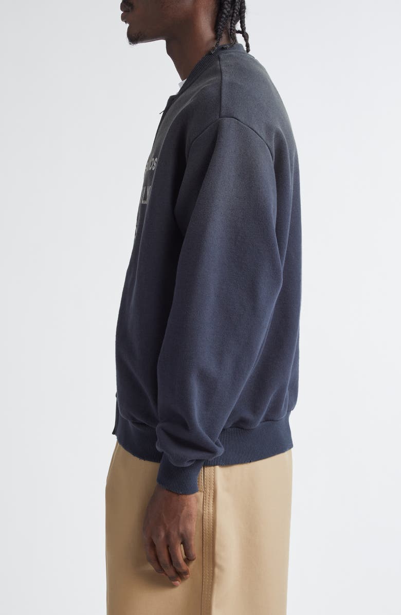 Acne Studios Logo Zip Front Cotton Blend Sweatshirt, Alternate, color, Black