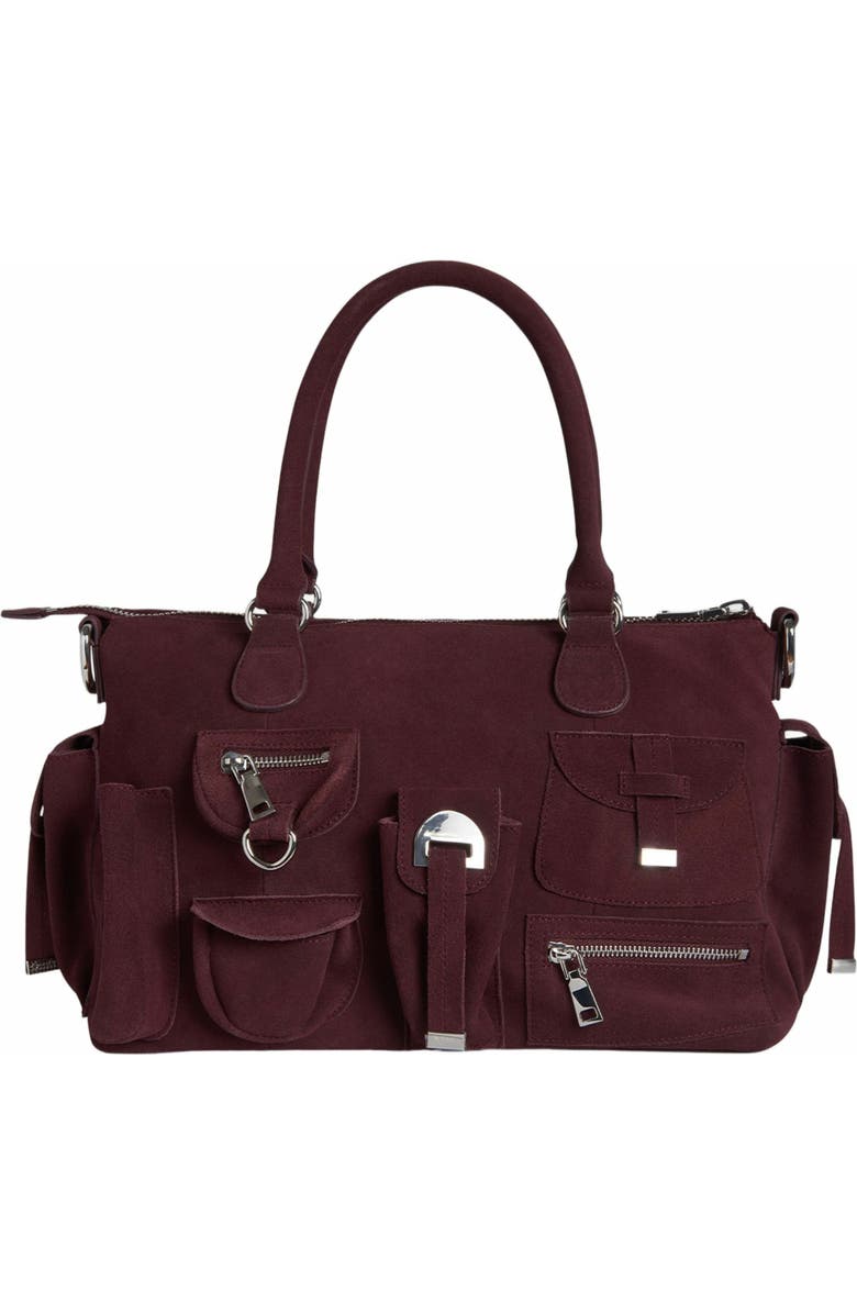 Cynthia Rowley Suede Cargo Pocket Shoulder Bag, Main, color, Oxblood