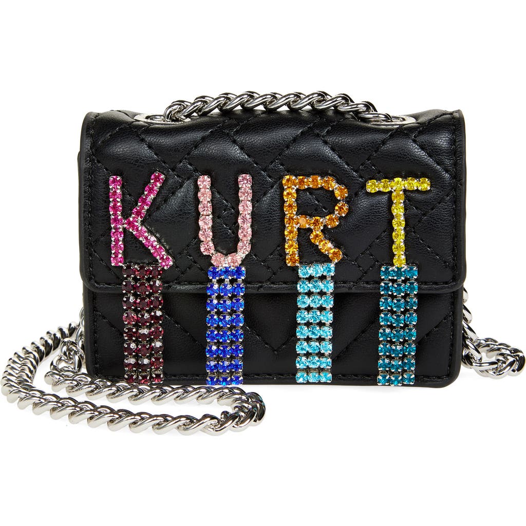 Kurt Geiger London Micro Kensington Crystal Kurt Crossbody Bag In Gray
