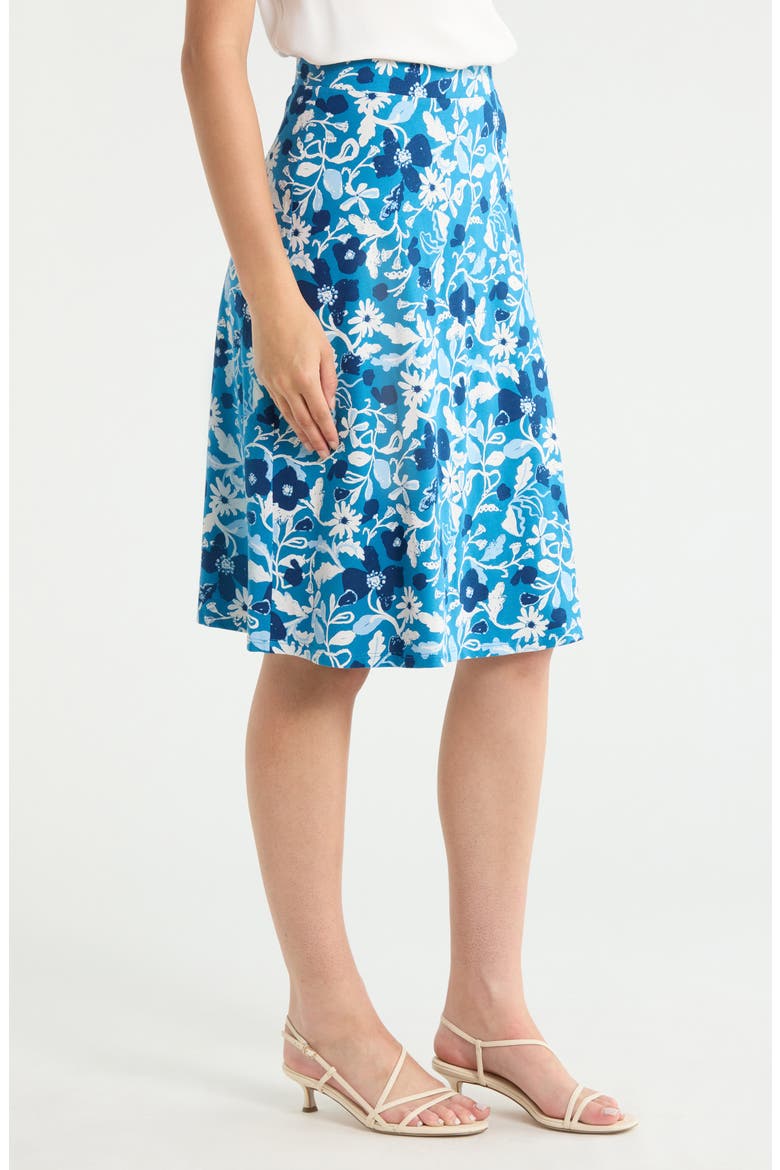 Rose A-Line Stretch Organic Cotton Midi Skirt, Alternate, color, WINDING MEADOW SAILBOATS