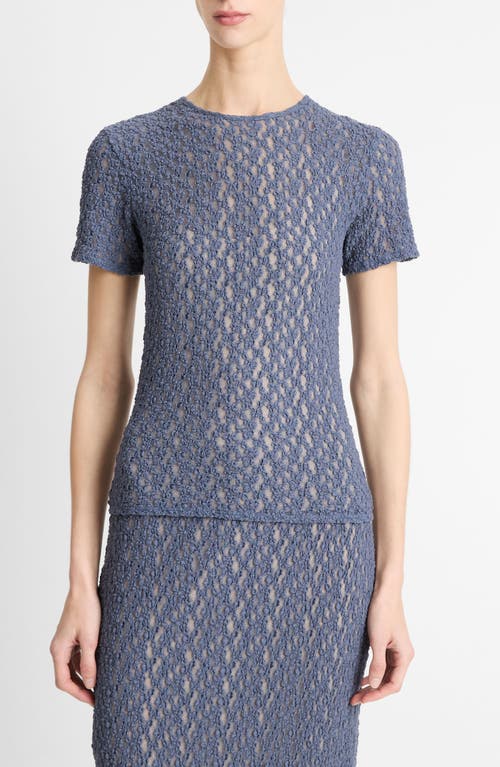 Vince Short-sleeve Floral Smocked Top In Mauve Thistle