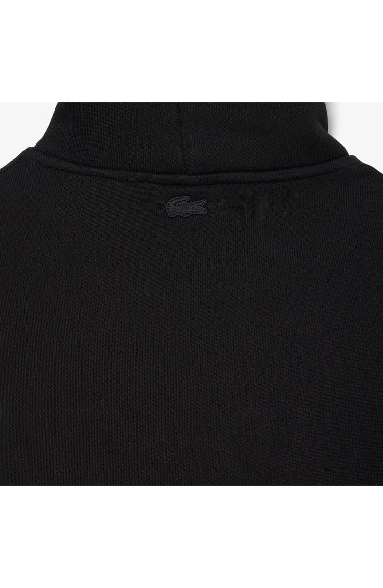 Lacoste Loose Fit Fuzzy Logo Cotton French Terry Hoodie, Alternate, color, Black