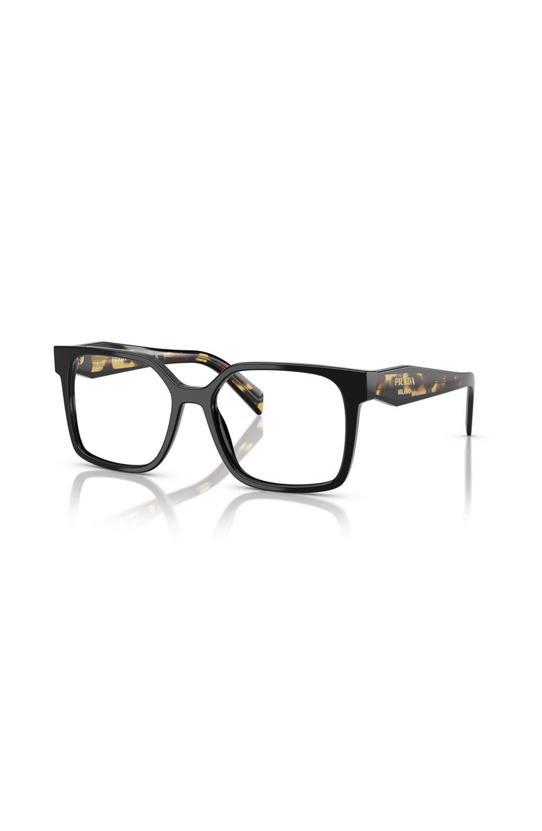 Prada 54mm Rectangle optical glasses, Main, color, Black