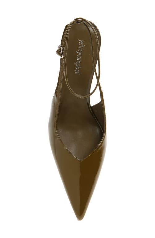 Jeffrey Campbell Executive Ankle Strap Pointed Toe Slingback Pump In Khaki Patent