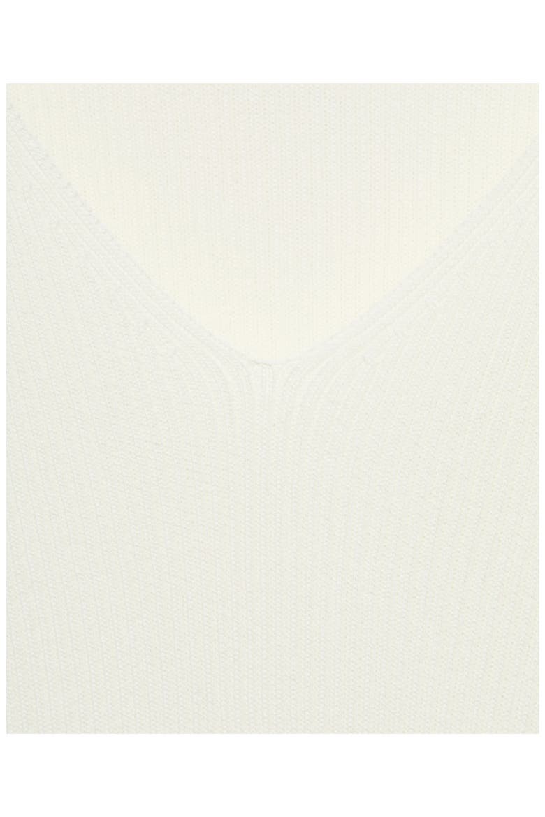 V-Neck Rib Knit Sweater, Alternate, color, ECRU