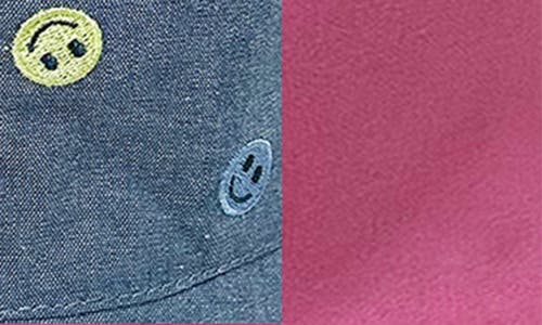 Shop Toby Smiley Face Embroidered Reversible Bucket Hat In Chambray