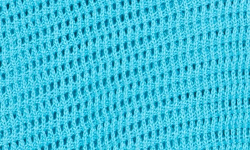 Elan Hooded Open Stitch Cover-up Tunic In Turquoise