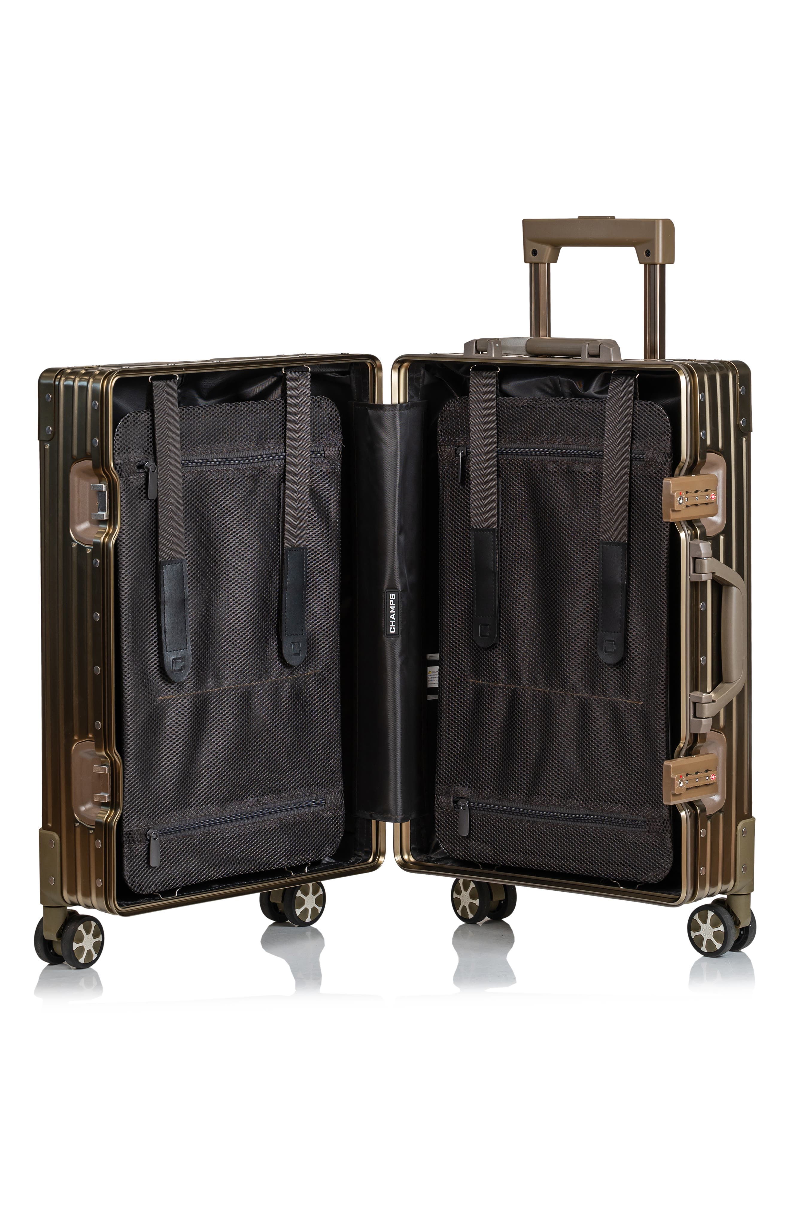 CHAMPS Aluminum Hardside Spinner Suitcase Carry-On, Alternate, color, Titanium Gold