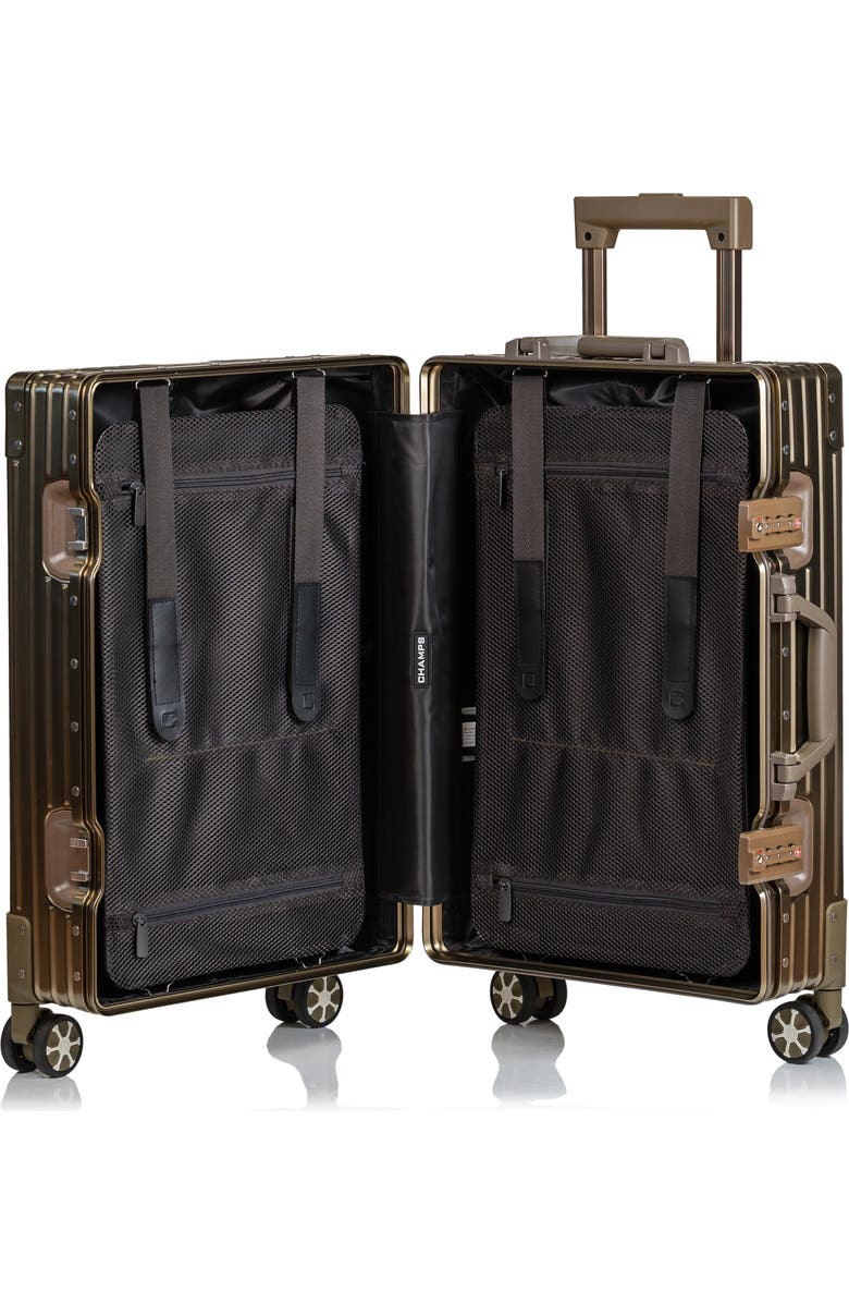CHAMPS Aluminum Hardside Spinner Suitcase Carry-On, Alternate, color, Titanium Gold