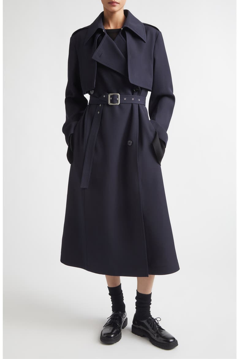 Belted Wool Trench Coat, Main, color, NAVY