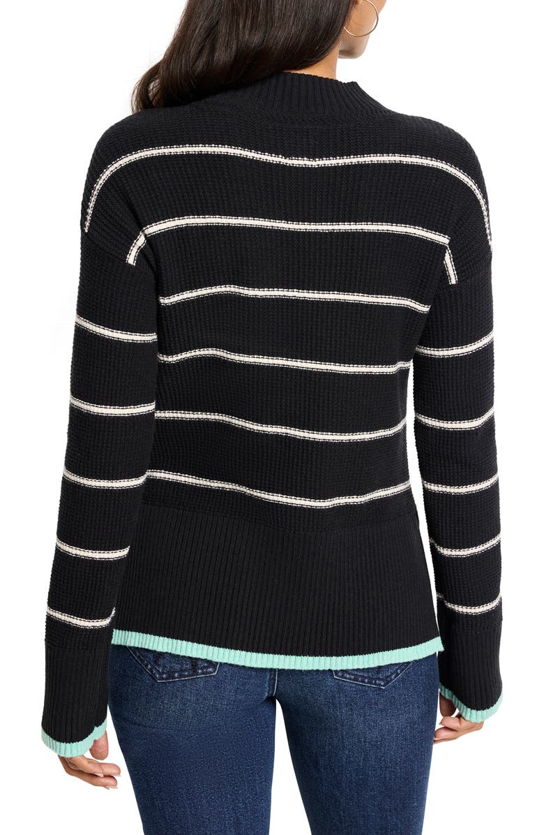NIC+ZOE Striped Waffle Stitch Sweater, Alternate, color, Black Multi