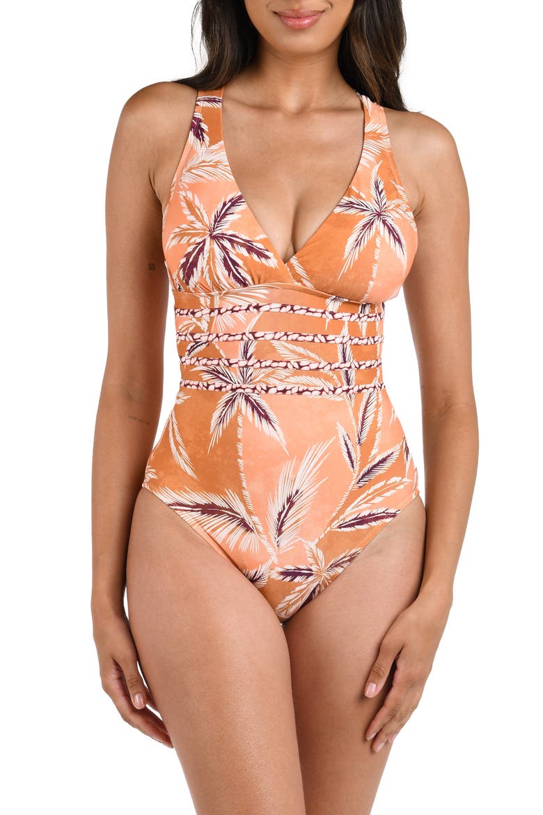 Sandy Cove Cross Back One-Piece Swimsuit, Main, color, SIENNA