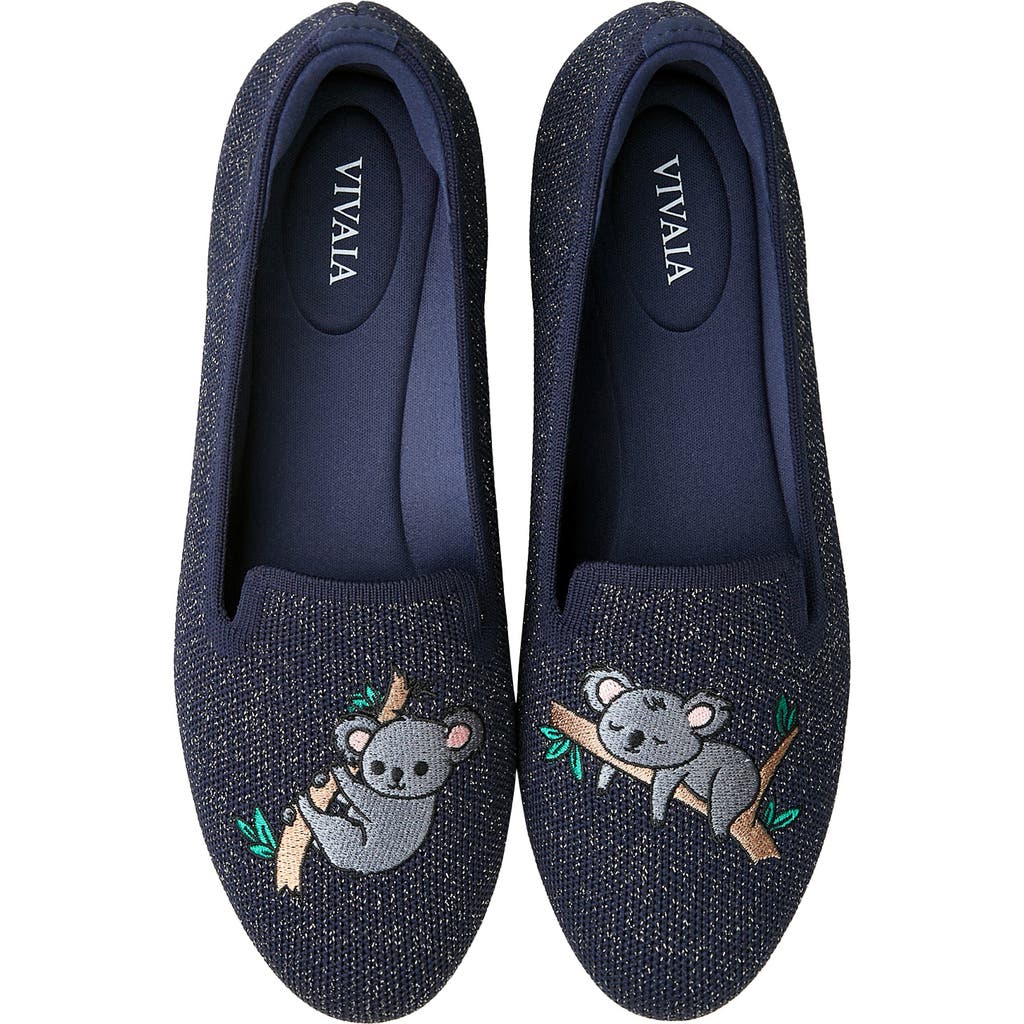 Vivaia Round-toe Embroidered Loafers In Blue
