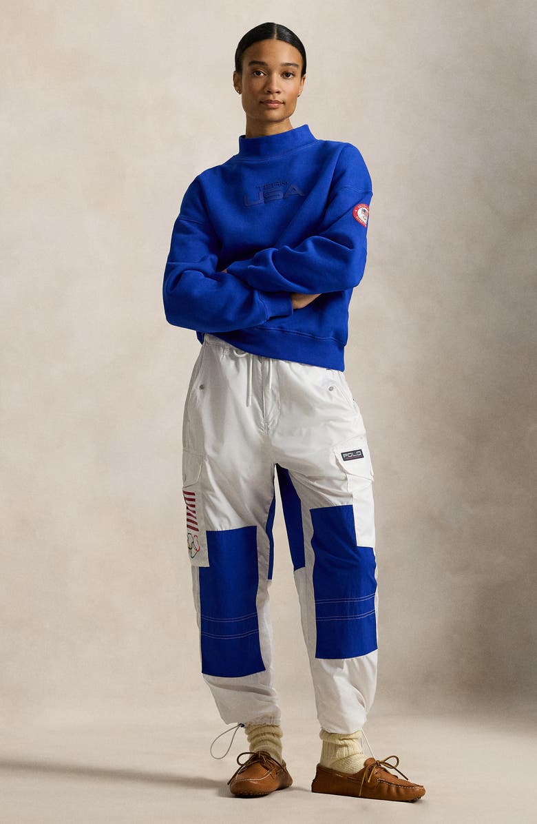 Polo Ralph Lauren Team USA Fleece Mock Neck Sweatshirt, Alternate, color, Sapphire Star