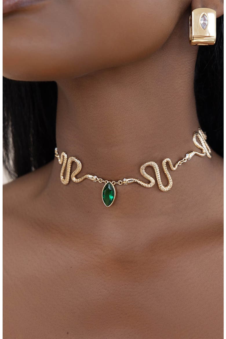 Serpentina Choker Necklace, Alternate, color, GREEN