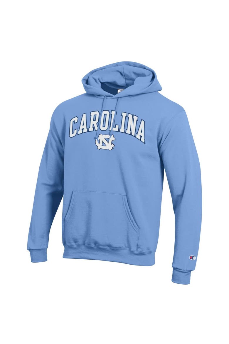 Men's Champion  Carolina Blue North Carolina Tar Heels Arch Over Logo Pullover Hoodie, Alternate, color, Light Blue