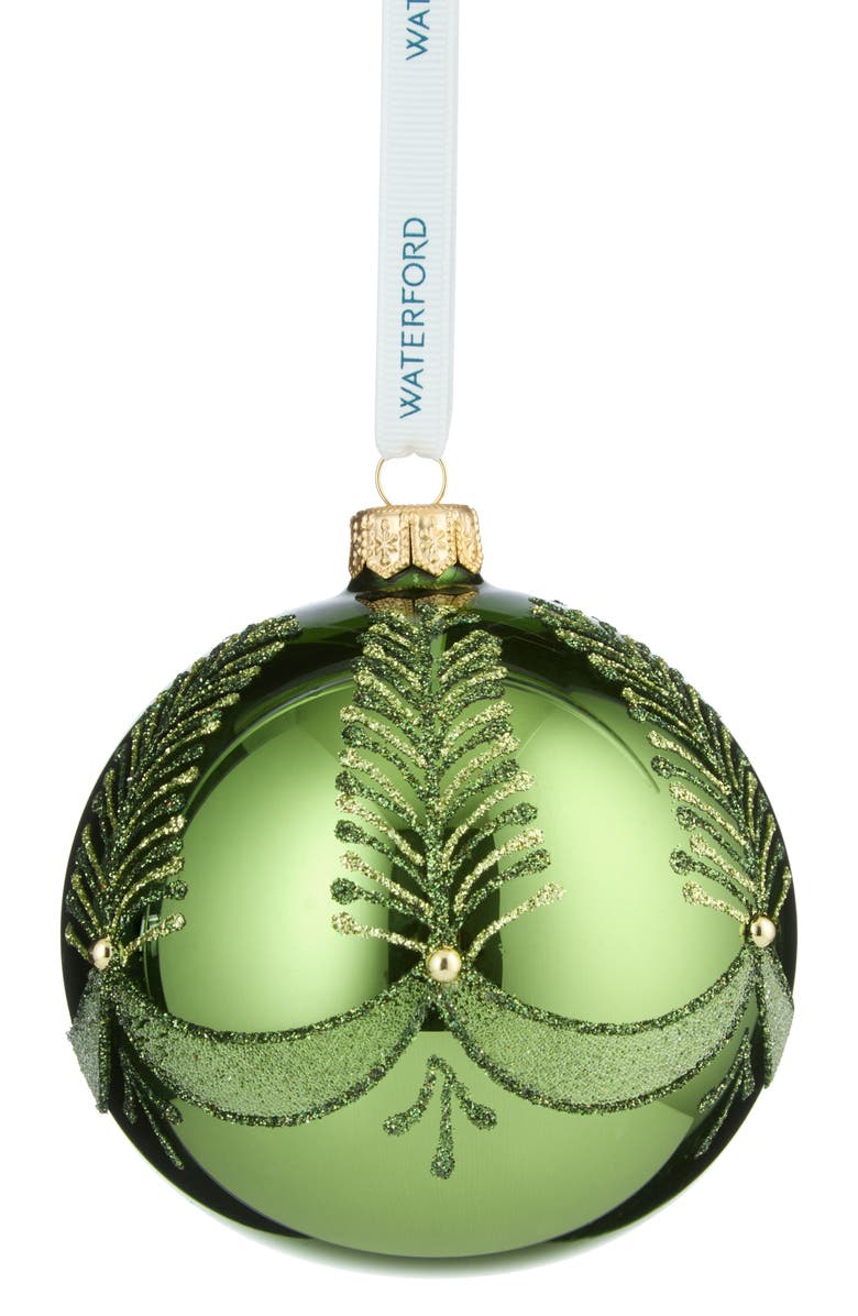 Waterford Holiday Heirlooms Green Bauble Glass Ornament, Main, color, Green