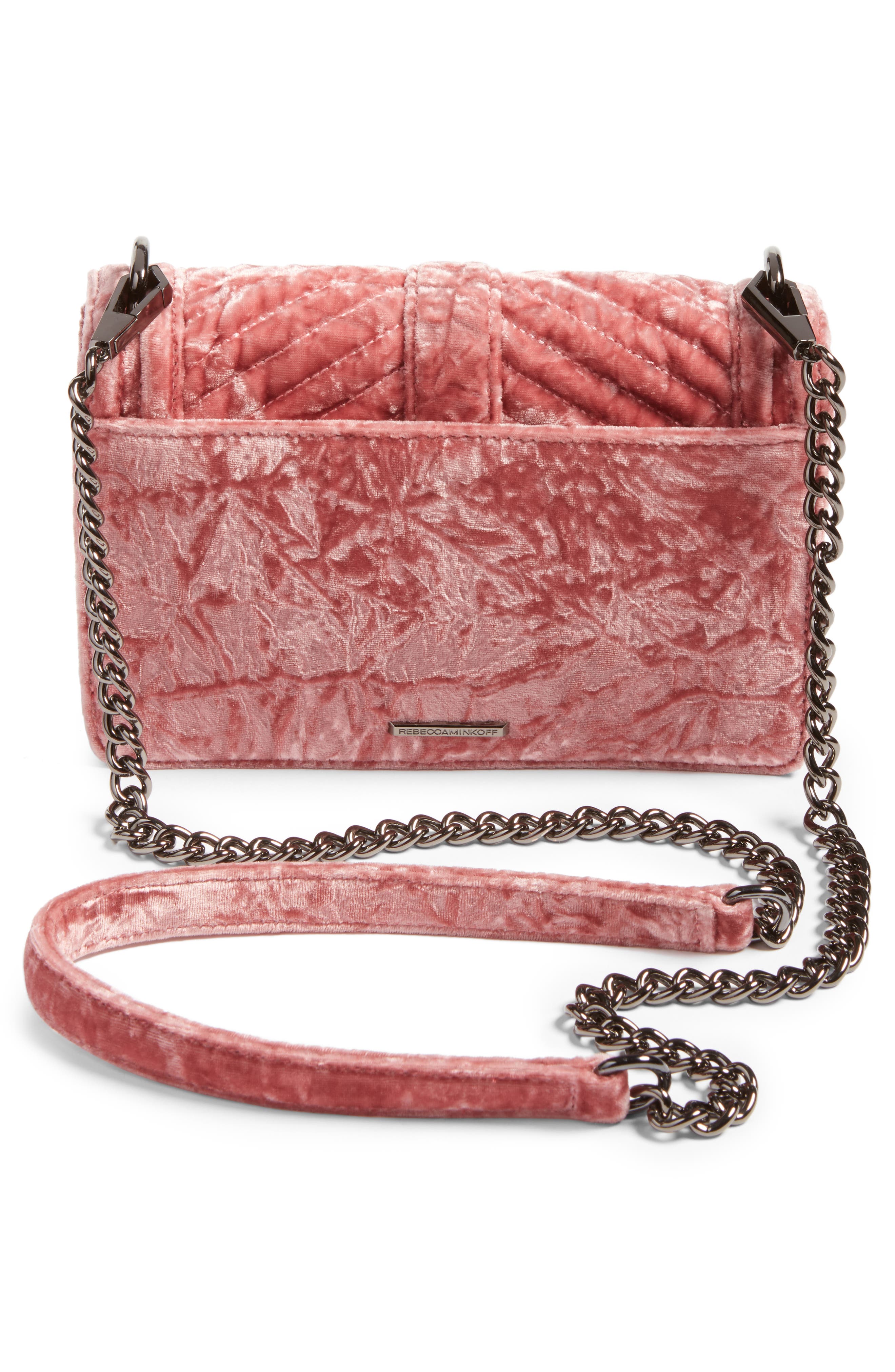 Small Love Velvet Crossbody Bag (Nordstrom Exclusive), Alternate, color, PINK VELVET/ GUNMETAL HARDWARE