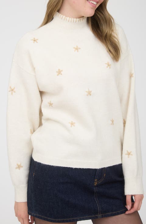 Floral Mock Neck Sweater