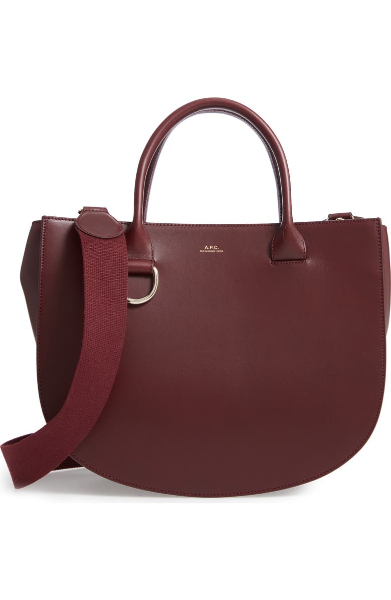 A.P.C. Sac Marion Leather Tote, Main, color,
