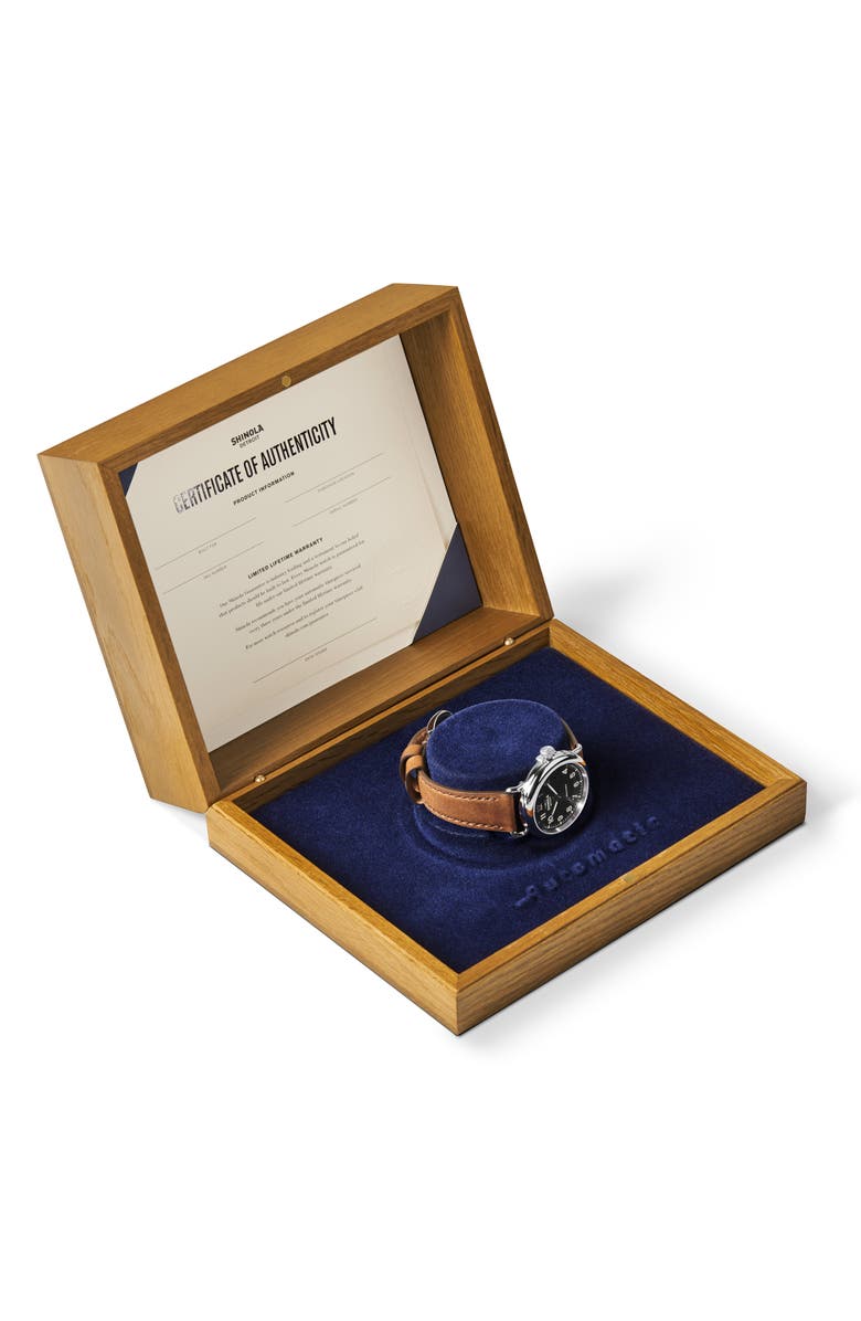 Shinola Runwell Automatic Leather Strap Watch, 40mm, Alternate, color, 